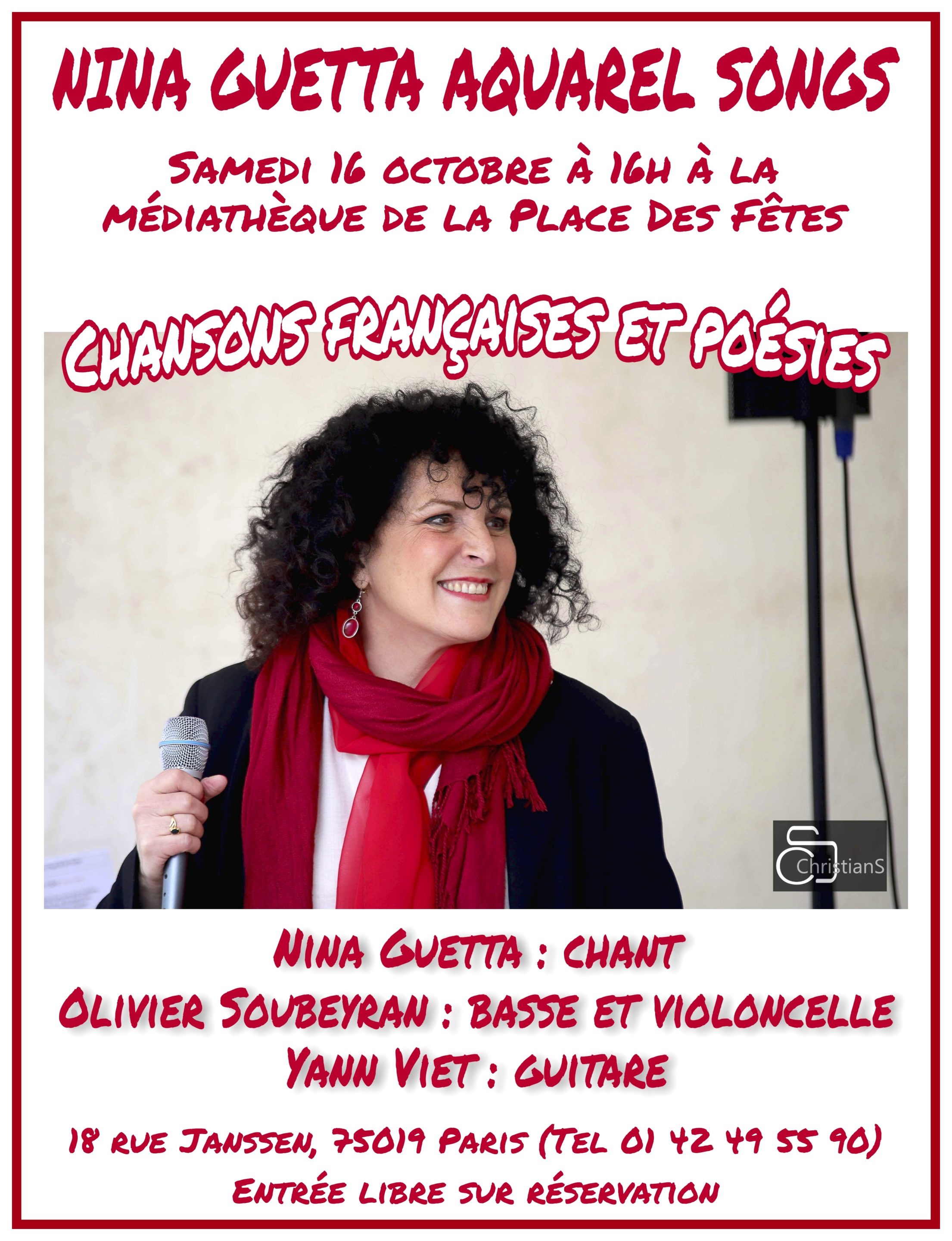 Concert at the Media Library of the “Place des Fêtes” of Paris 19ème, saturday the 16.10.2021 – Chanson Française