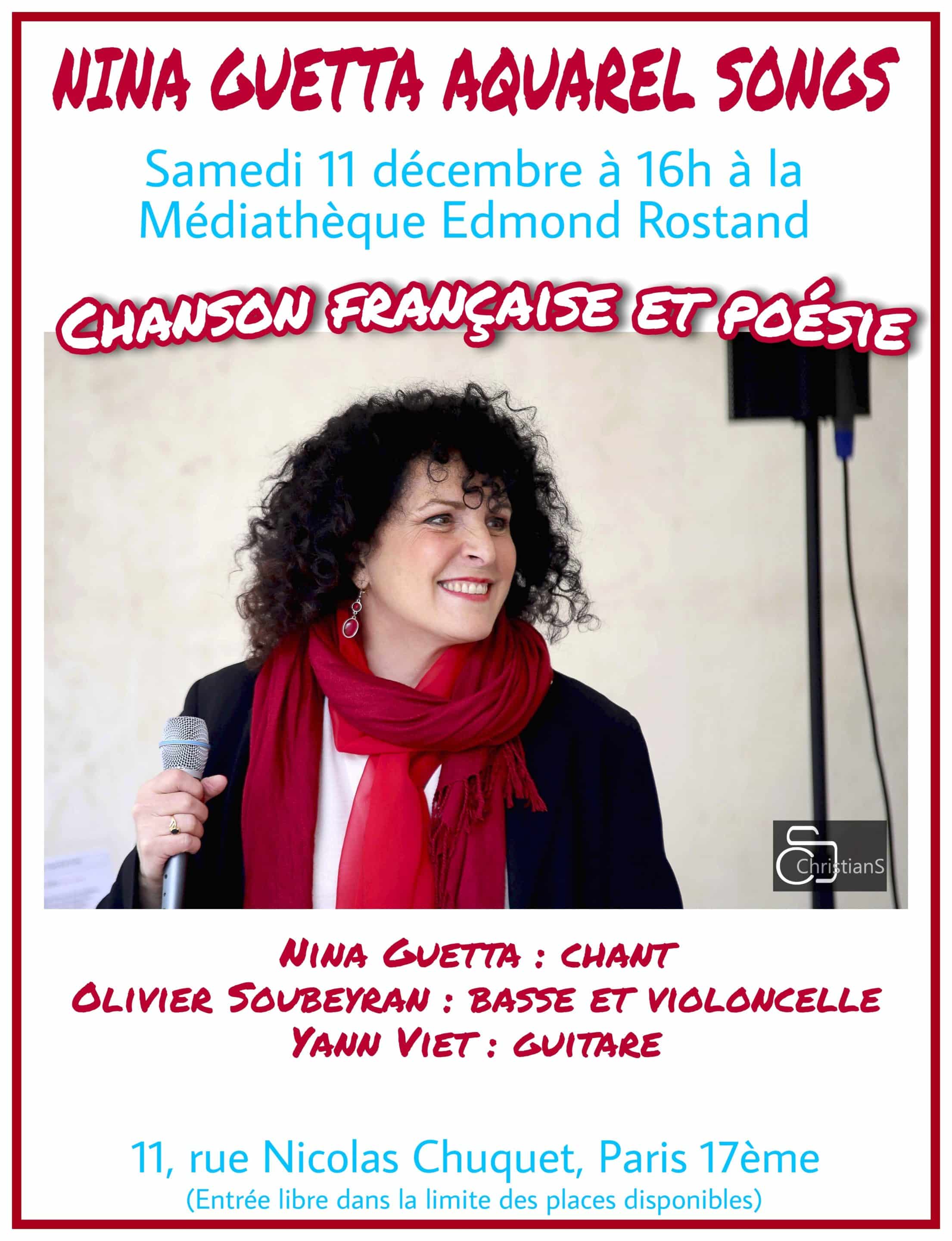 Concert at the Media Library “Edmond Rostand” of Paris 17ème, saturday the 11.12.2021 – Chanson Française